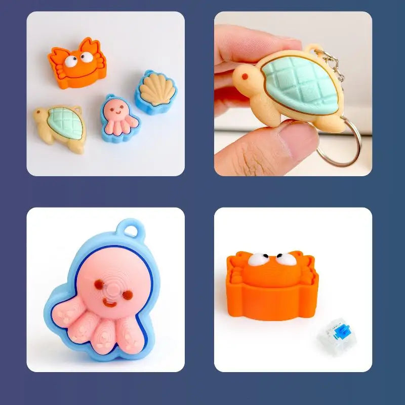 Turtle Fidget Keychain with Clicker Shell