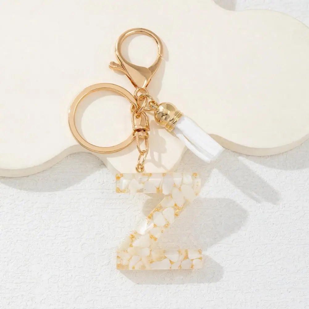 Resin Alphabet Letter Keychain with Tassel