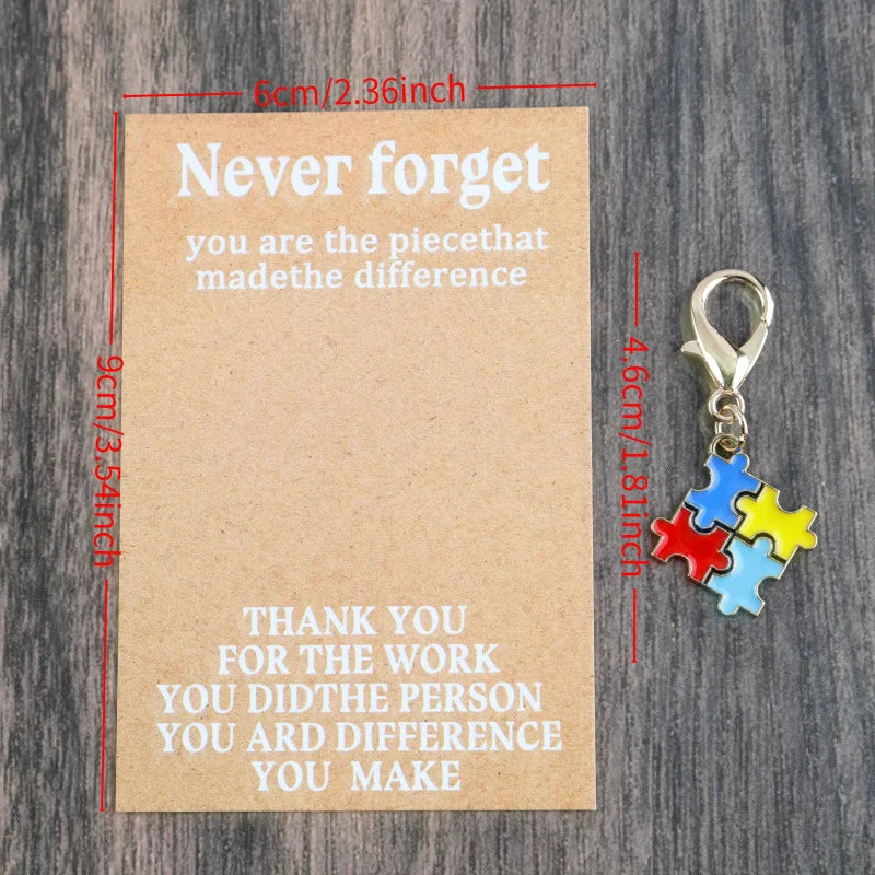 10-Piece Puzzle Keychain Set with Gold-Tone Clasps