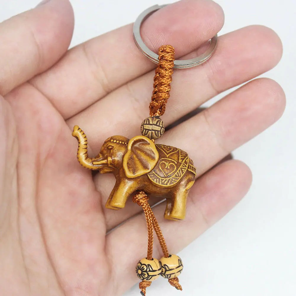 Elephant Charm Keychain with Gold-Tone Clasp