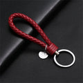 Braided PU Leather Keychain with Silver Buckle