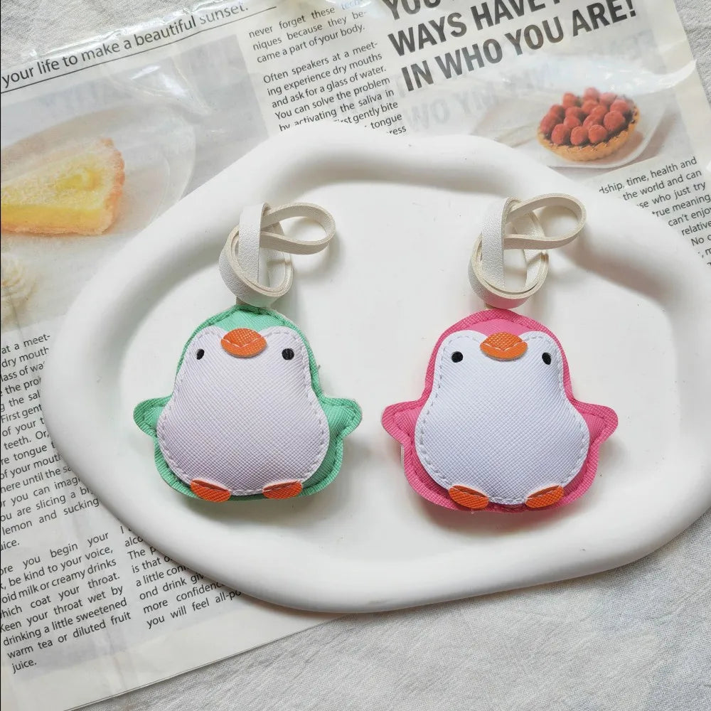 Penguin PU Leather Charm Keychain