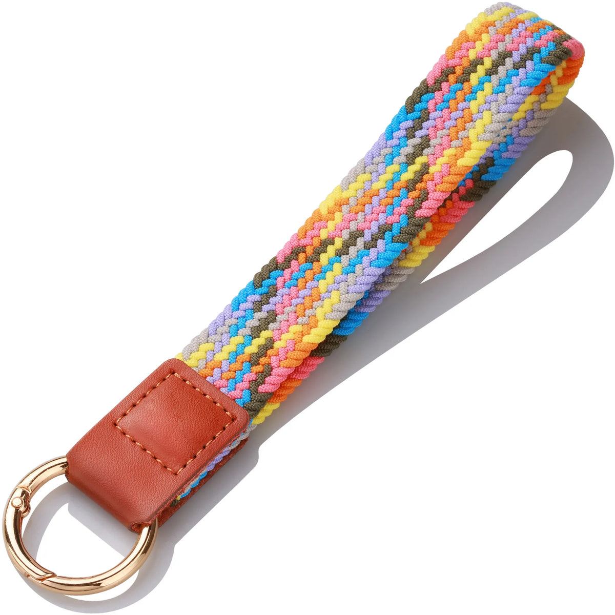 Braided Elastic Wristlet Keychain with Split Ring