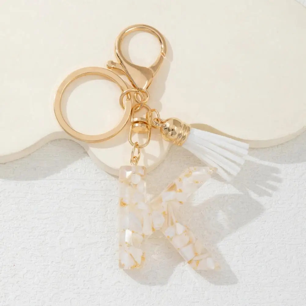 Resin Alphabet Letter Keychain with Tassel