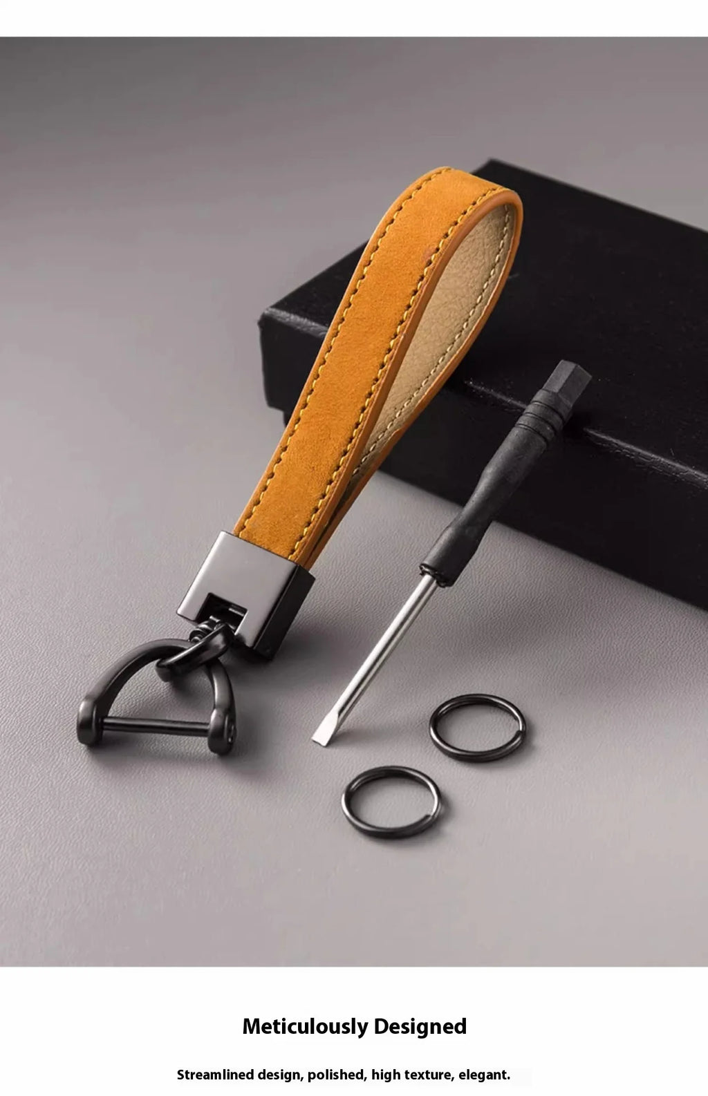 Classic Leather Keychain with Metal Hardware