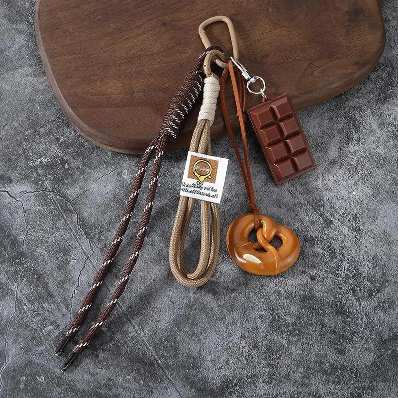Braided Nylon Keychain with Food Charms