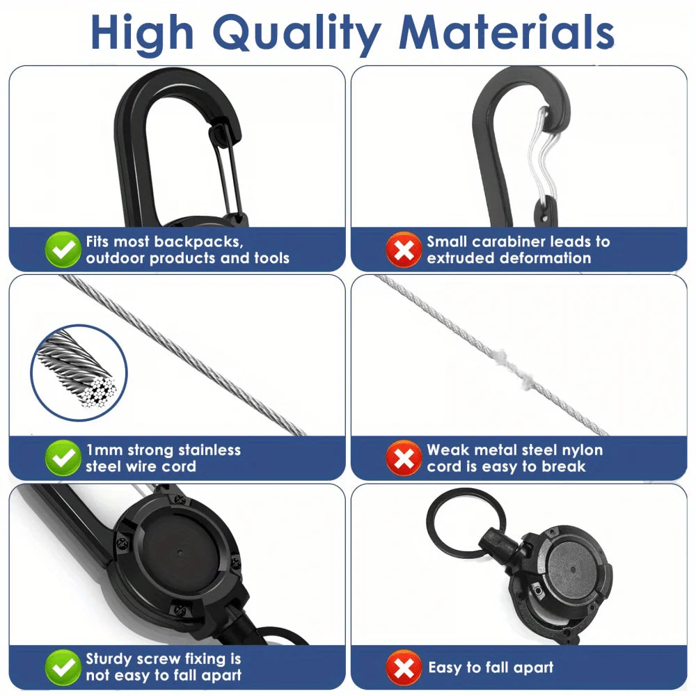 Retractable Keychain with Steel Cord