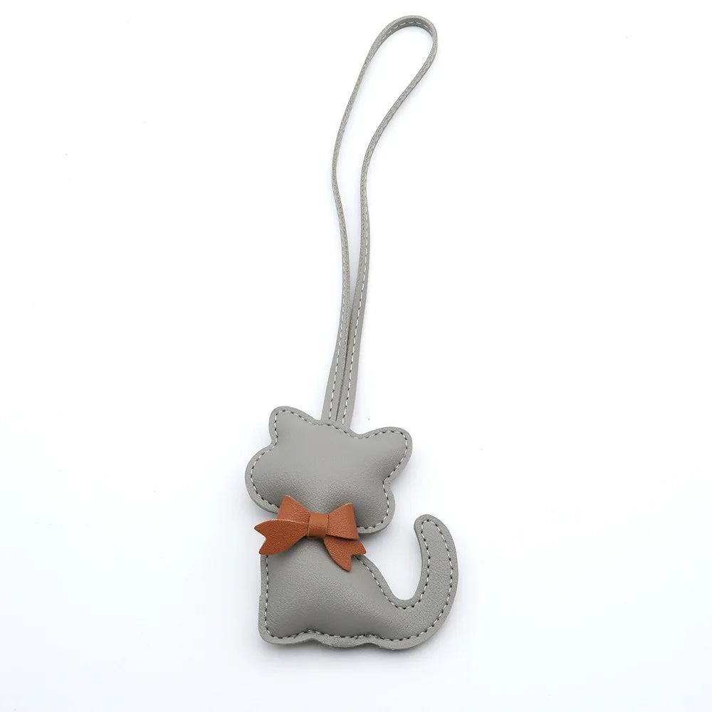 Cat-Shaped PU Leather Keychain