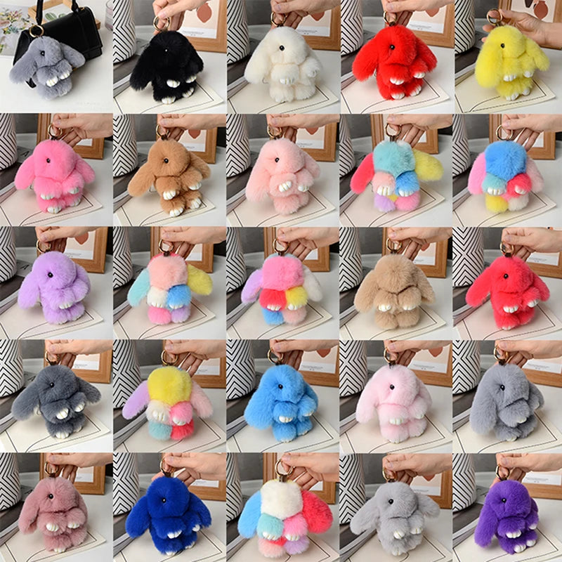 Plush Bunny Bag Charm with Gold-Tone Spring Ring
