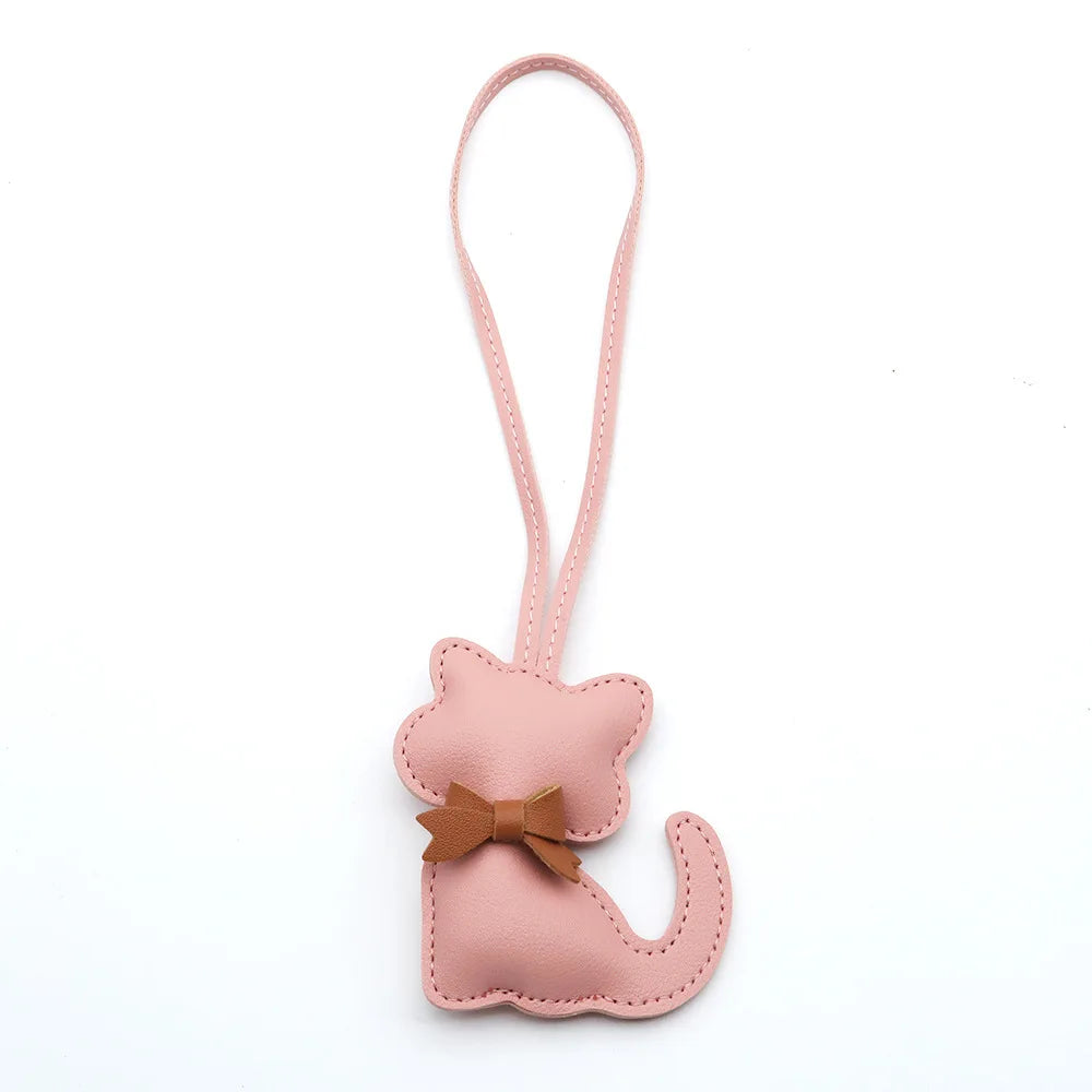 Cat-Shaped PU Leather Keychain
