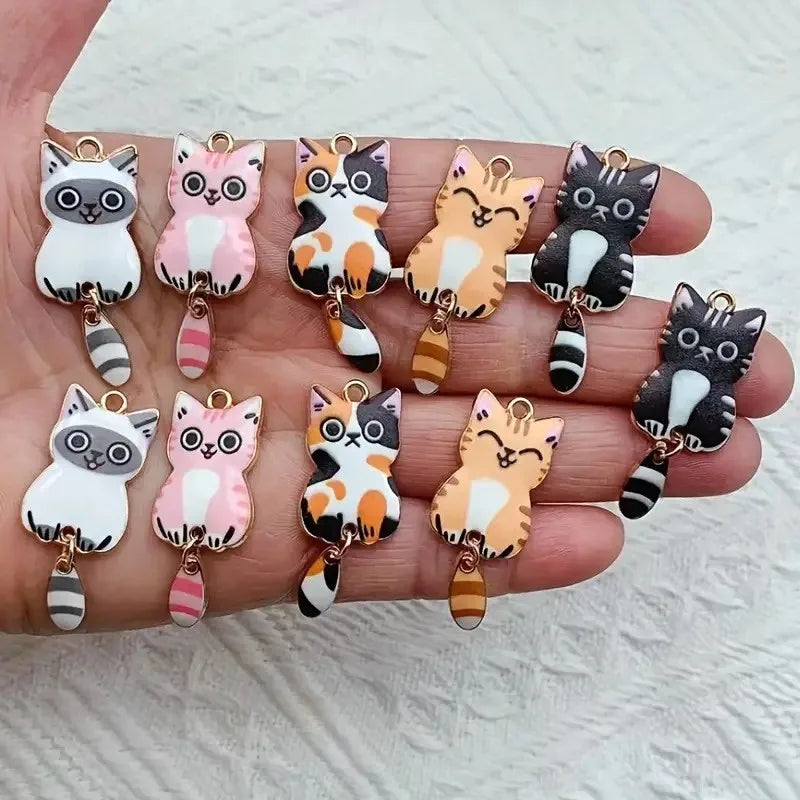 Cat Charm Keychain Set with Lobster Clasp