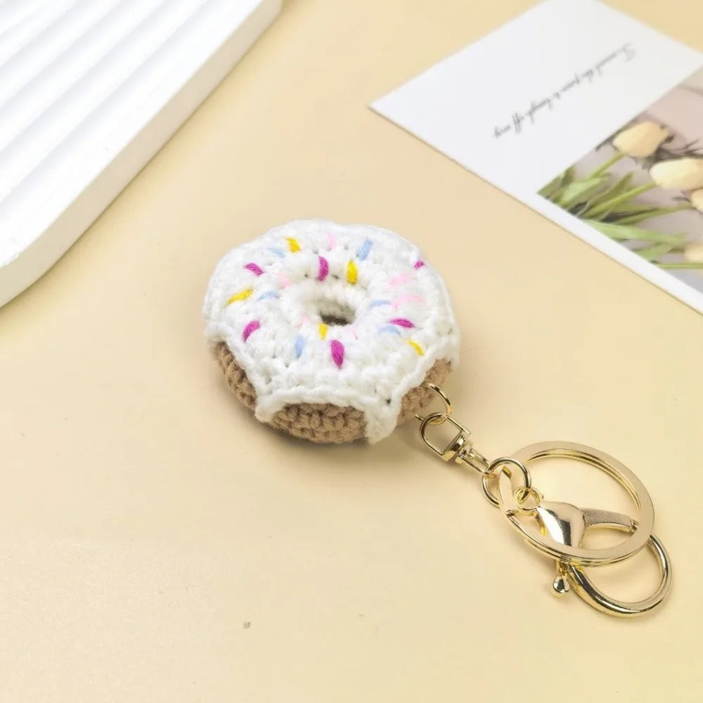 Crochet Donut Keychain with Zinc Alloy Clasp