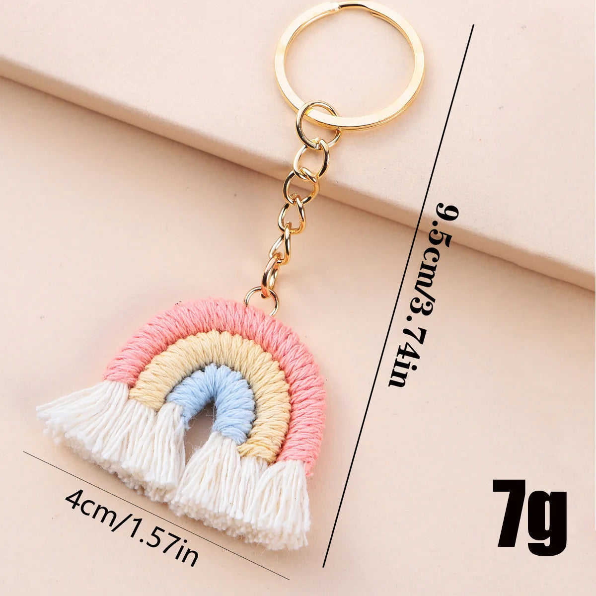 Rainbow Woven Tassel Keychain with Clasp