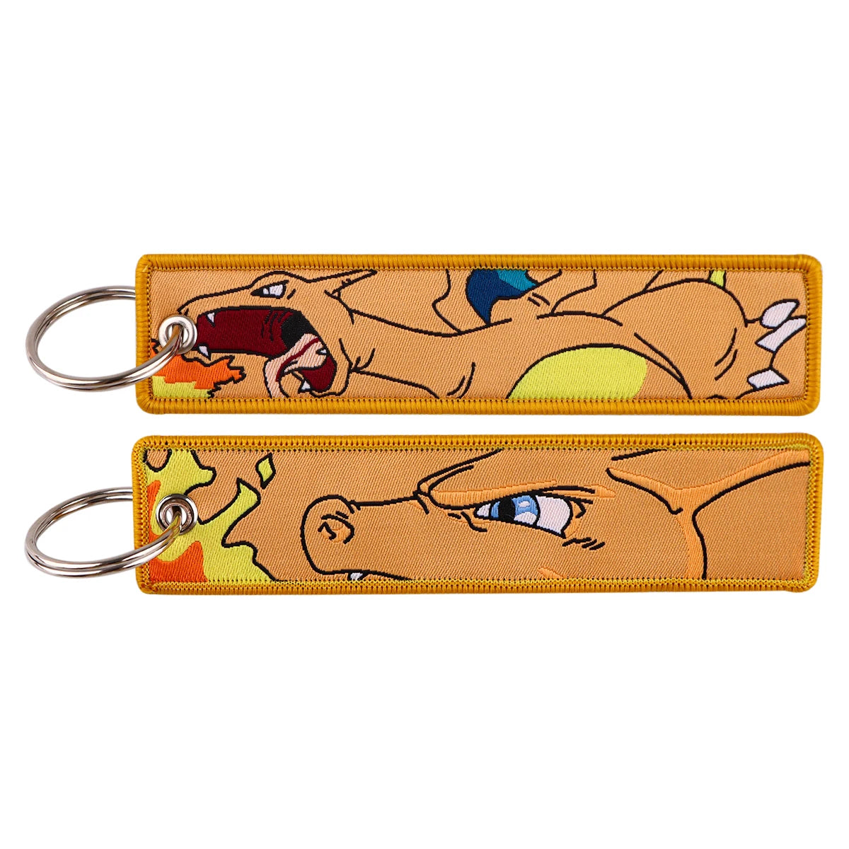 Double-Sided Embroidered Key Tag with Metal Hardware