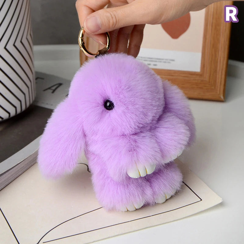 Plush Bunny Bag Charm with Gold-Tone Spring Ring