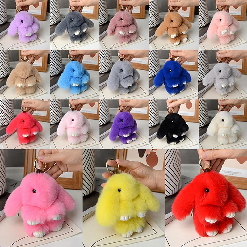Plush Bunny Bag Charm with Gold-Tone Spring Ring