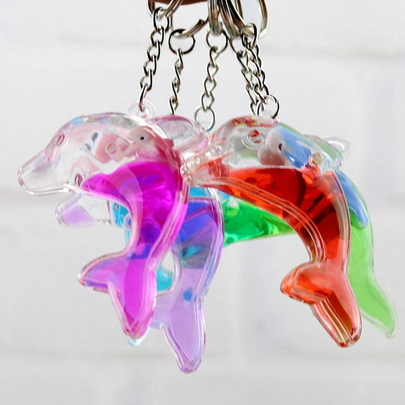 Hot Sale Floating Dolphin Keychain For Car Keys Ring Cute Whale Ocean Pendant Accessories Women Bag Charms Pendant Gift