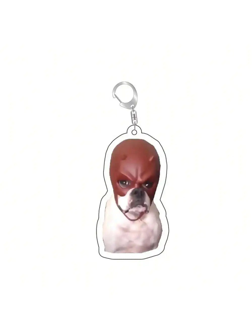 Cat and Dog Meme Charm Keychain with D-Ring Clasp